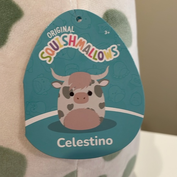 NWT 14” Celestino the Green Spotted Highland Cow Squishmallow - Picture 4 of 5